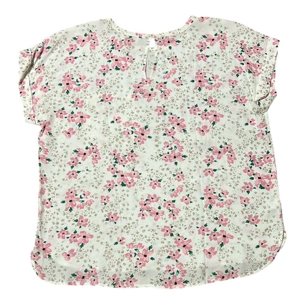 LOFT White and Cream Cap Sleeve Boxy Blouse